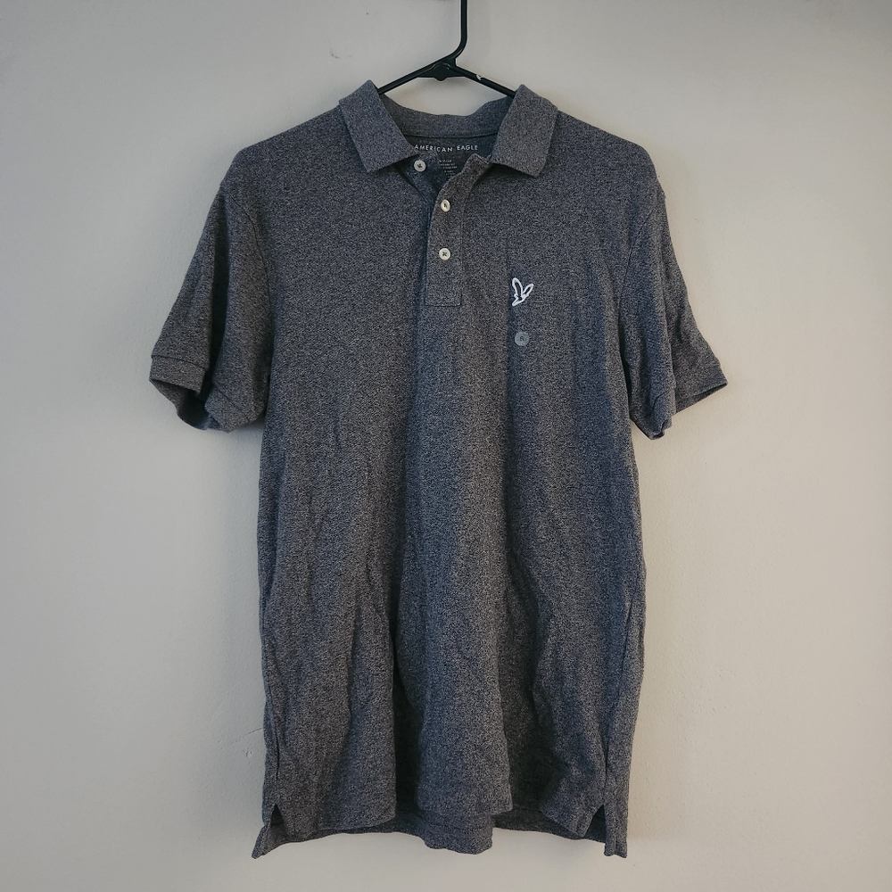 American Eagle gray mens polo size small short sleeve tee top